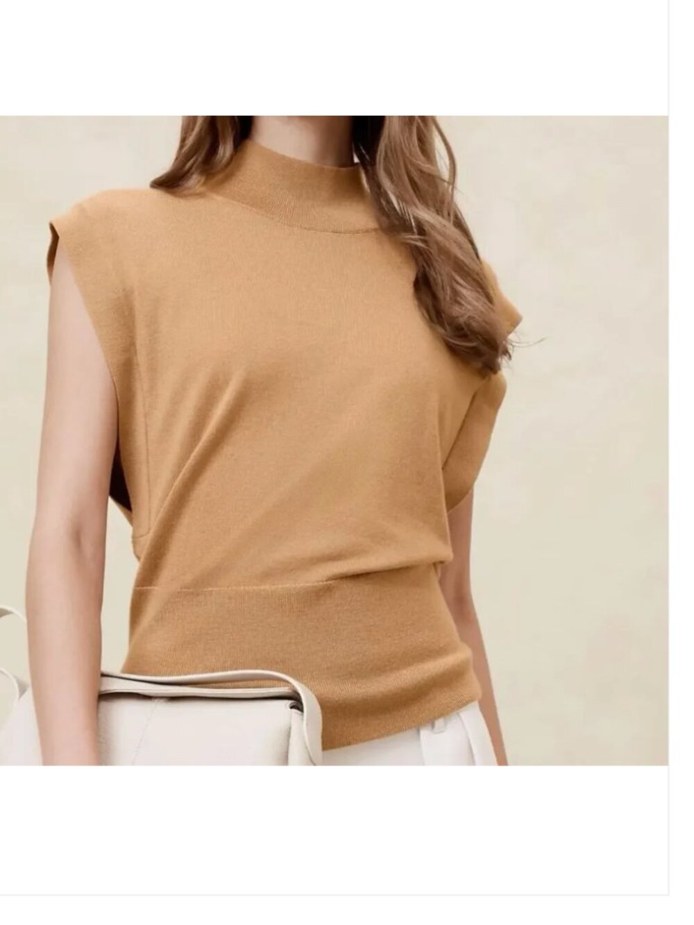 Banana Republic Sweater Vest Womens Medium Brown 100% Merino Wool Mock Neck
